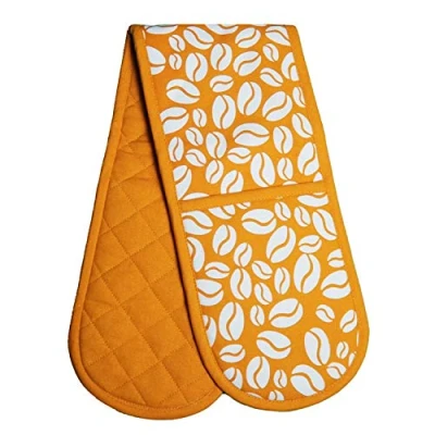 Image of Prime Homewares Orange Bean Design Pot Holder, Double Oven Glove, Tea Towels, Apron (Double Glove)