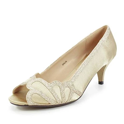 Image of Lunar Womens Dalia Peep Toe Court Shoe 7 UK Champagne