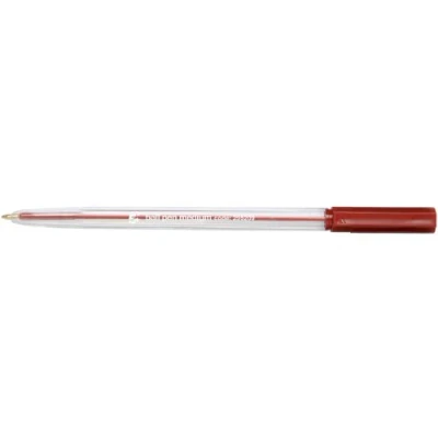Image of 5 Star Office Ball Pen Clear Barrel Medium 1.0mm Tip 0.7mm Line Red [Pack 50]