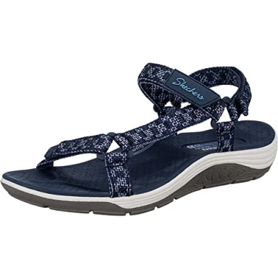 Image of SKECHERS Women&#039;s Reggae Cup My Bestie Sandal, Navy Knit/TPU, 5 UK