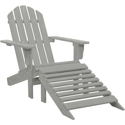 Image of vidaXL Garden Chair with Ottoman Wood Grey