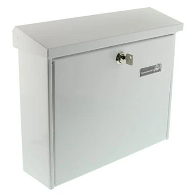 Image of BURG WÄCHTER, Mailbox with Stop Opening, Slot Size A4, Galvanised Steel, Amsterdam 867 W, White