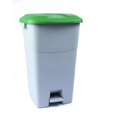 Image of Tayg 60 Litre Waste Container with Pedal, Grey Base and Green Lid
