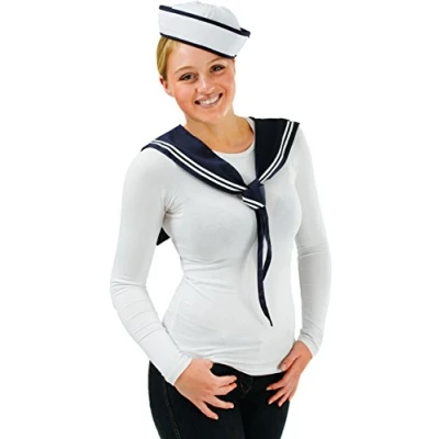 Image of Sailor Girl Hen Night Fancy Dress Sexy Navy Instant Kit Hat And Scarf Set Outfit