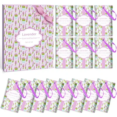 Image of SCENTORINI Scented Sachet, Lavender Fragrance Sachets for Drawers and Closets Wardrobe Bathrooms Cars Gym Bags,14 Pack