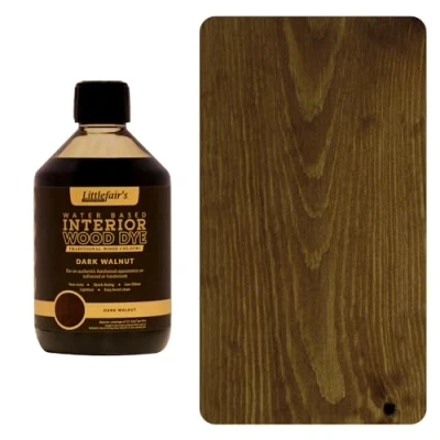 Image of Littlefair&#039;s Wood Stain Water Based 500 ml Indoor Furniture Light &amp; Dark Finishes Special Non Toxic Eco Friendly Formula for Crafts Colour: Walnut