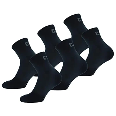 Image of Caterpillar Quarter Socks 6 Pairs Men&#039;s Work Socks, Height Above Ankle, Reinforced Toe Heel, Cotton (Blue, 11 14)