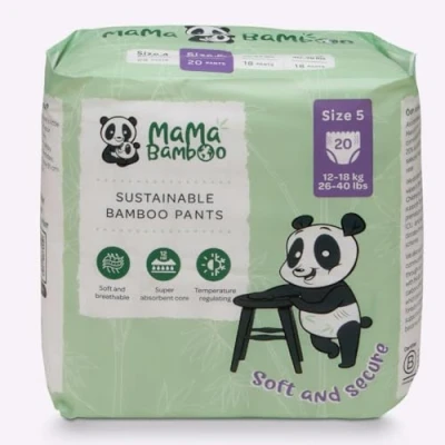 Image of Mama Bamboo Soft, Breathable, Sustainable Nappy Pants Pull Ups Super Absorbent Lock Away core (Size 5 80 Pants)