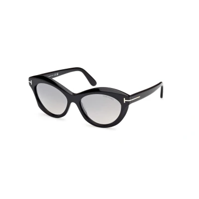 Image of Tom Ford TONI Sunglasses, Women&#039;s, Size: 55, Shiny black/smoke mirror