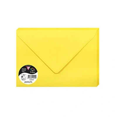 Image of Clairefontaine Ref 5562C Pollen Envelopes (Pack of 20) C5 Sized, 120gsm Paper, Gummed Seal, Inkjet &amp; Laser Printer Compatible, Acid Free Intensive Yellow