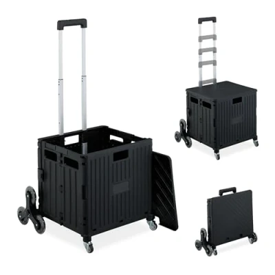 Image of Relaxdays Shopping Trolley, 80% plastic 20% iron, Black, 99 x 53 50 cm