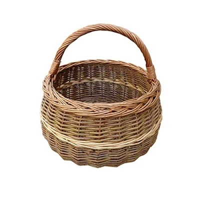 Image of Red Hamper S055/HOME Wicker Round Shallow Shopping Basket