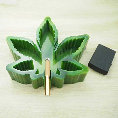 Image of ausuky Silicone Ashtray Mold Resin Maple Leaf DIY Making Mould Cannabis Model
