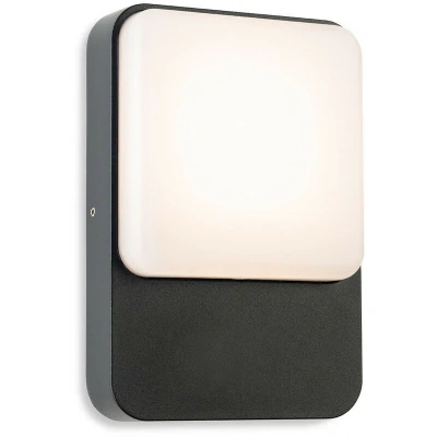 Image of Hero LED Wall Light Graphite with White Polycarbonate Diffuser IP54