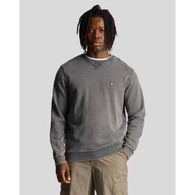 Image of Lyle &amp; Scott Washed Crew Neck Sweatshirt Jet Black S