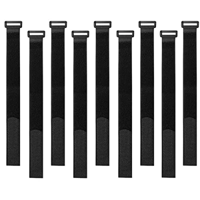 Image of Aiqeer 30 Pieces 20 cm Black Cable Ties, Reusable Straps, Multipurpose Hook and Loop Securing for Cables Management
