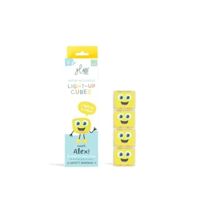 Image of Glo Pals Original Water Activated Light up Sensory Bath Toy Alex Yellow. 4 Reusable Cubes. Kids Colourful Time Fun. Childrens Play. Gift Suitable for Boys &amp; Girls 3+