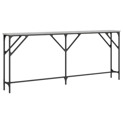 Image of vidaXL Grey Sonoma Console Table Elegant Engineered Wood and Metal Sofa for Entryway, Hallway Living Room with Adjustable Feet