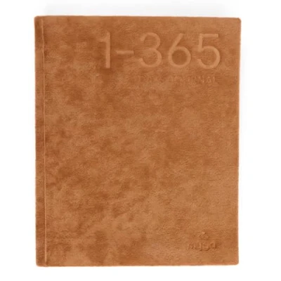 Image of Myga 365 Days Journal A5 Unlined Notebook &amp; Daily Planner with Thick Paper Suede Hardcover Undated Diary Blank Pages for School, Office Home Tan