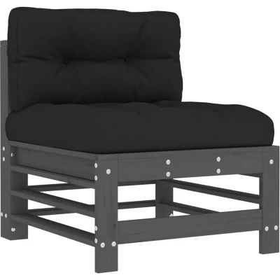 Image of vidaXL Middle Sofa with Cushions Grey Solid Wood Pine