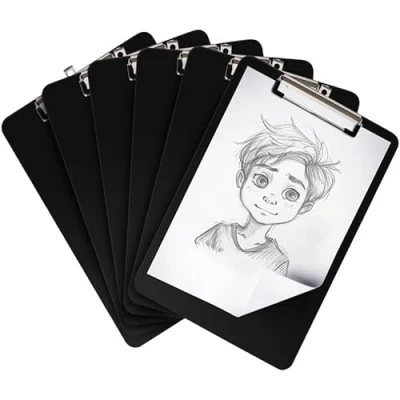 Image of Belle Vous Black A4 Clipboards (6 Pack) Plastic Size Clip Boards with Low Profile Clips &amp; Forms Holders for Documents, Letters or Memos
