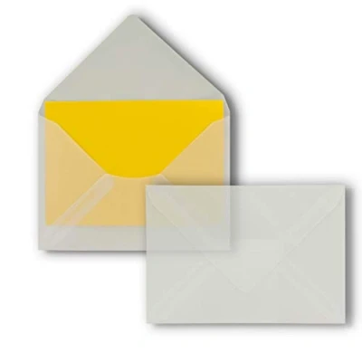 Image of 25 Envelopes Transparent DIN C6 114 x 162 mm with wet glue without window for greeting cards, invitations and vouchers