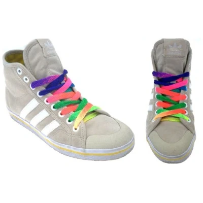 Image of 90CM RAINBOW FLAT SHOELACES SHOE LACES ADULT CHILDRENS KIDS MULTI COLOURED