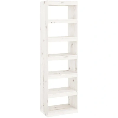 Image of vidaXL Book Cabinet/Room Divider White 60x30x199.5 cm Solid Wood Pine