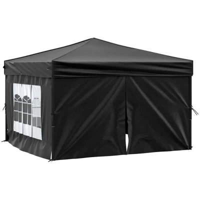 Image of vidaXL Folding Party Tent with Sidewalls Black 3x3 m