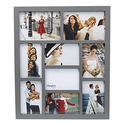 Image of Hampton Frames GALLERY Seven 4x6 (10x15cm) Two 5x7 (13x18cm) Grey Nine Aperture Photo Frame Plexi (Non Glass) GAL9APGY