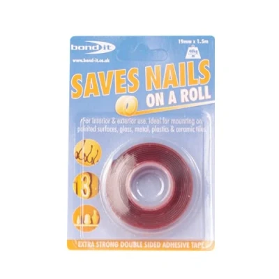 Image of Saves Nails No More Double Sided Tape Permanent 19mm x 1.5m Roll
