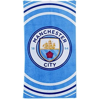Image of MCFC Giant Manchester City Football Crest Beach Towel (100% Cotton &amp; 70cm x 140cm)