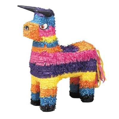 Image of Bull Shaped Multicolor 3D Pinata (45cm x 38cm) 1 Piece Vibrant Party Pinata, Fun and Exciting Decoration for Celebrations