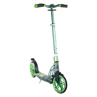 Image of SIX DEGREES Adult Kickscooter, Scooter, Height Adjustable, Ergonomic Handlebars, XL Deck, ABEC 7 Ball Bearings, Safety Reflectors (Green)