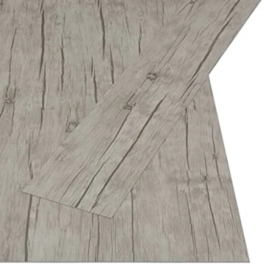 Image of vidaXL Self adhesive Flooring Planks in Oak Washed Grey Easy to Install, Waterproof PVC for Home and Outdoor Use 4.46 m² Area Coverage