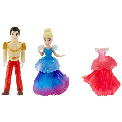 Image of Disney Princess Cinderella and Prince Charming Collectible Small Doll Royal Clips Fashion Toys with Extra Dress