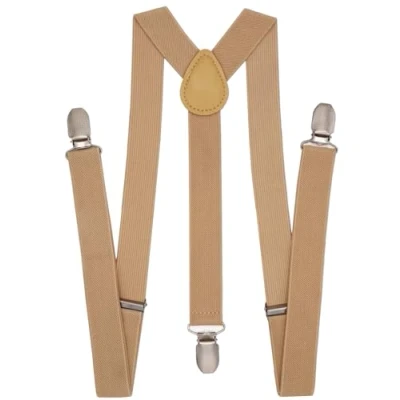Image of NestNook Mens Braces 1 inch wide Adjustable Y Shape Suspenders, Breathable Comfort for Men &amp; Women (Khaki)