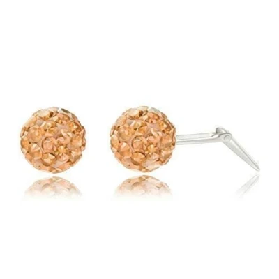 Image of Sterling silver 6mm champagne glitterball crystal Andralok stud earrings/Gift box