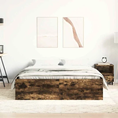 Image of vidaXL Bed Frame without Mattress Smoked Oak 120x200 cm