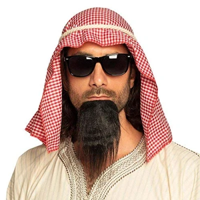 Image of Boland Scarf Goatee 81034 Costume Set Sheik, Headscarf, Rope, Glasses, Goate, Arabian, Sultan, Theme Party, Carnival, Multicoloured, Standard Size