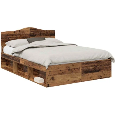 Image of vidaXL Bed Frame with Headboard Old Wood 150 x 200 cm Solid Pine