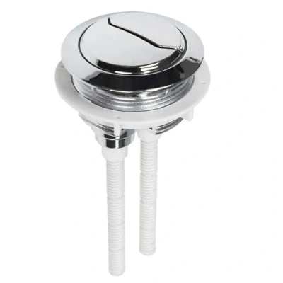 Image of SPARES2GO Toilet Dual Flush Button 48mm WC Cistern Chrome Plated 110mm Double Push Rod Kit