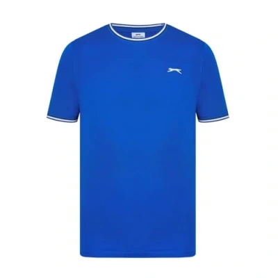 Image of Slazenger Mens Tipped T Shirt Short Sleeve Crew Neck Tee Top Clothing Wear Royal Blue M