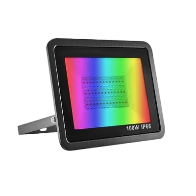 Image of Bikuer 100W LED Floodlight Outdoor, Colour Changing Flood Lights with Remote Control, 12 RGB Colours, Timing, 4 Modes, IP66 Waterproof