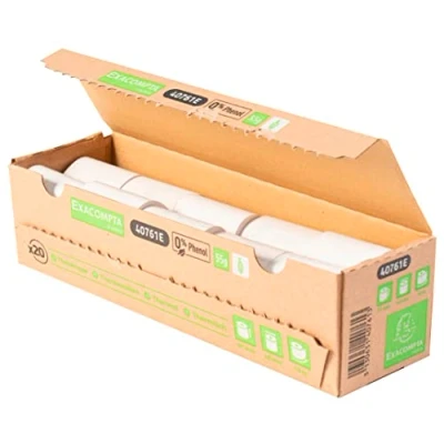 Image of Exacompta Ref. 40761E Box of 20 thermal rolls for credit card 57 x 40 mm, 1 ply 55g/m² Phenol free, without cardboard core, zero plastic waste Length +/ 2m: 18 m, white