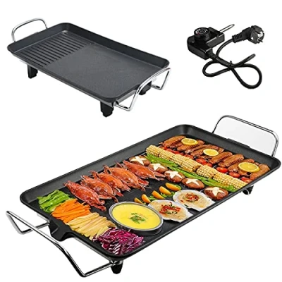Image of Electric Grills Smokeless Grill Outdoor Cooking Portable BBQ Folding Barbecue Tool Kits for Indoor Picnic Patio Party Camping (48 x27x8cm/Large)