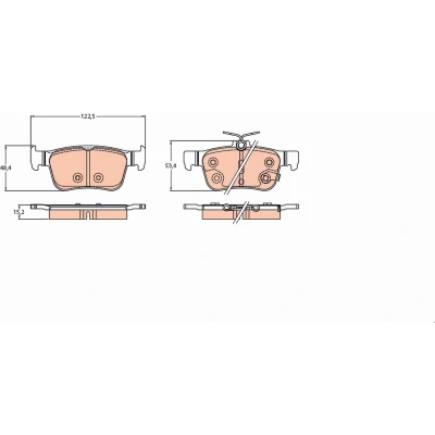 Image of 43022TBAA02, 43022TBAA03 Brake pad set TRW GDB2223 with acoustic wear warning HONDA: CIVIC 10, 10 Stufenheck