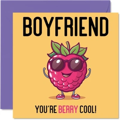 Image of Birthday Cards for Boyfriend Berry Cool Funny Happy Card from Girlfriend, Partner Gifts, 145mm x Joke Greeting Men Him