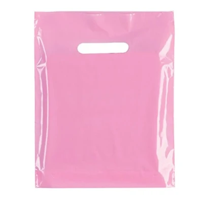 Image of 100x PINK 10&#039;&#039;X12&#039;&#039;(25x30cm) HEAVY DUTY COLORED PLASTIC CARRIER BAGS PARTY GIFT IN 3 SIZES
