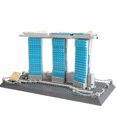 Image of Marina Bay Sands Hotel in Singapore. Architecture building bricks set.